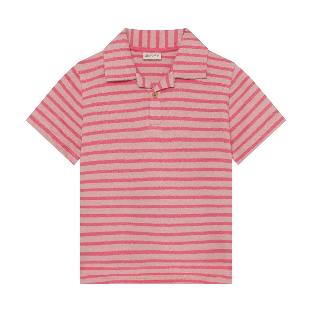Minymo Polo T-shirt à manches courtes rayé Rosy Tough