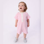 Petit Bateau Combinaison courte unie en coton pour bébé - Rose