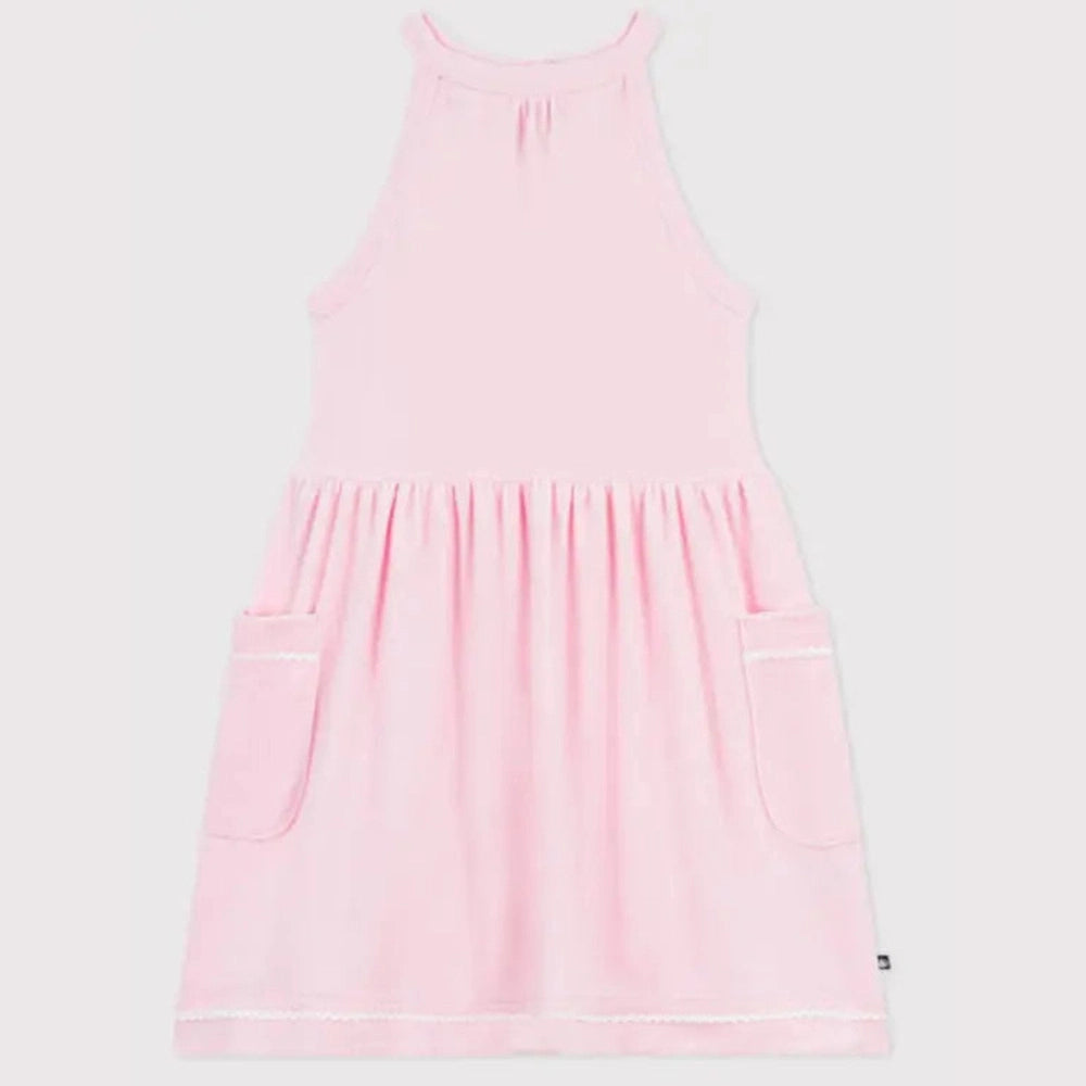 Robe sans manches en coton uni pour enfant Petit Bateau - Rose