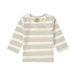 Lässig T-shirt bébé à manches longues - coton biologique, rayures vert granit