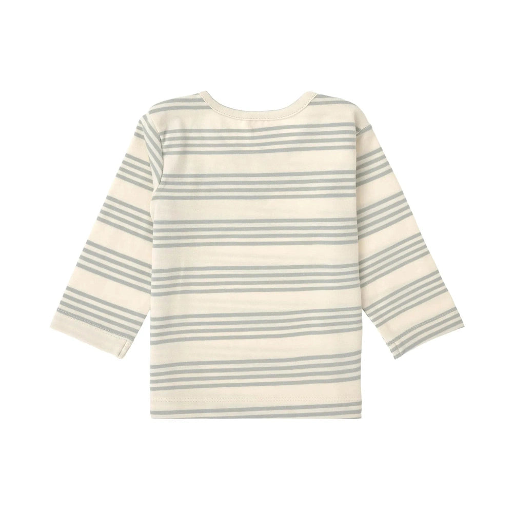 T-shirt bébé Lässig à manches longues - coton biologique, rayures vert granit