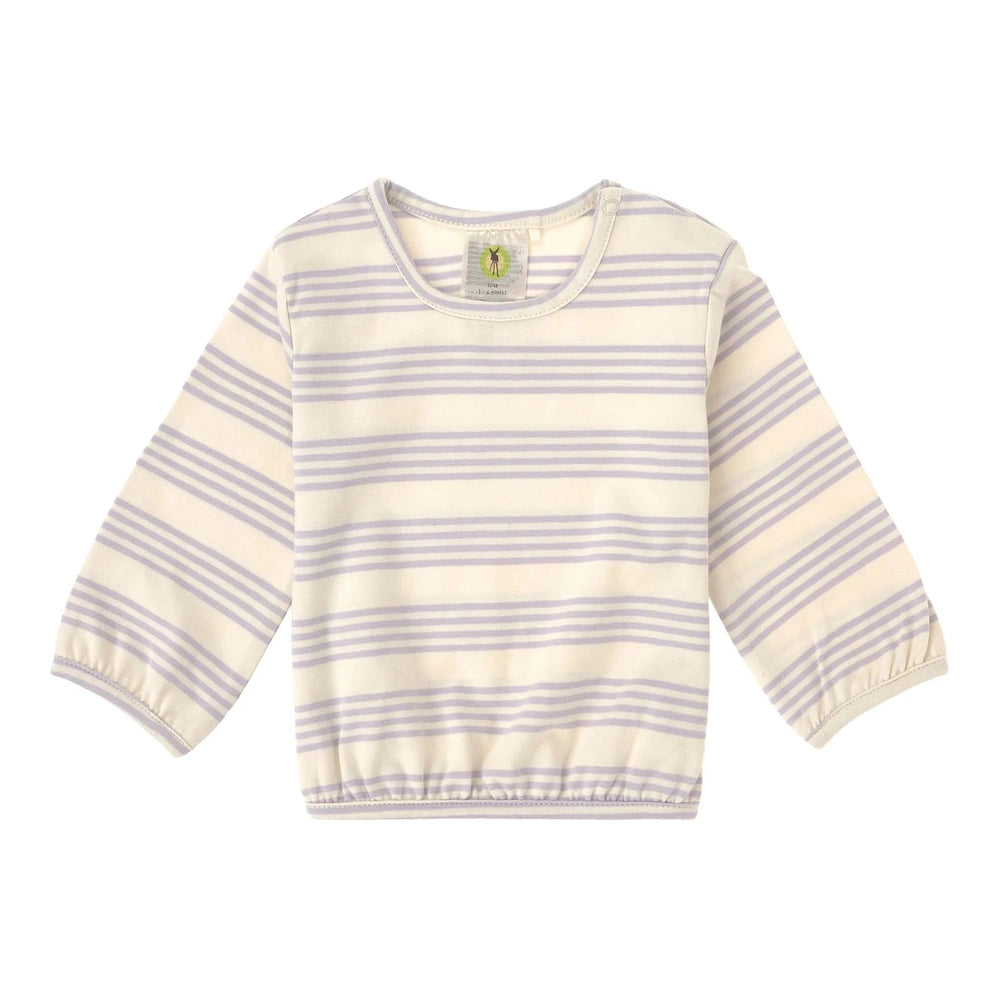 Lässig Baby Shirt met Lange Mouwen - Biologisch Katoen Paarse Strepen