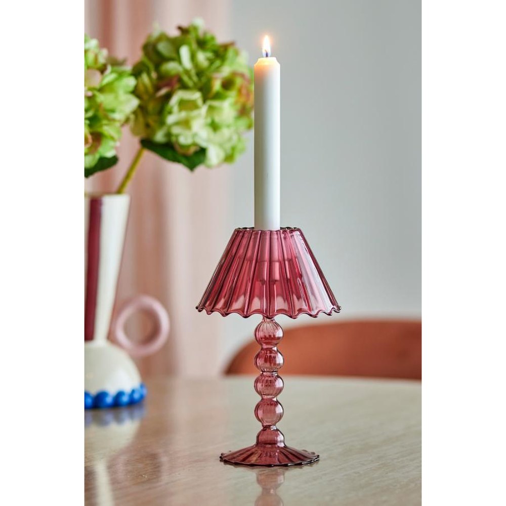Bloomingville Cisco Bougeoir en verre - Rouge