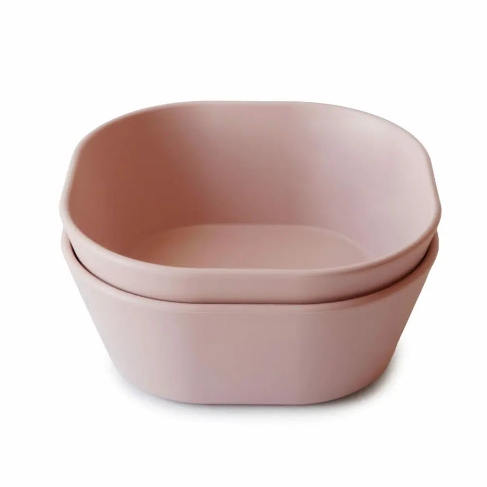Set de bols carrés Mushie, blush