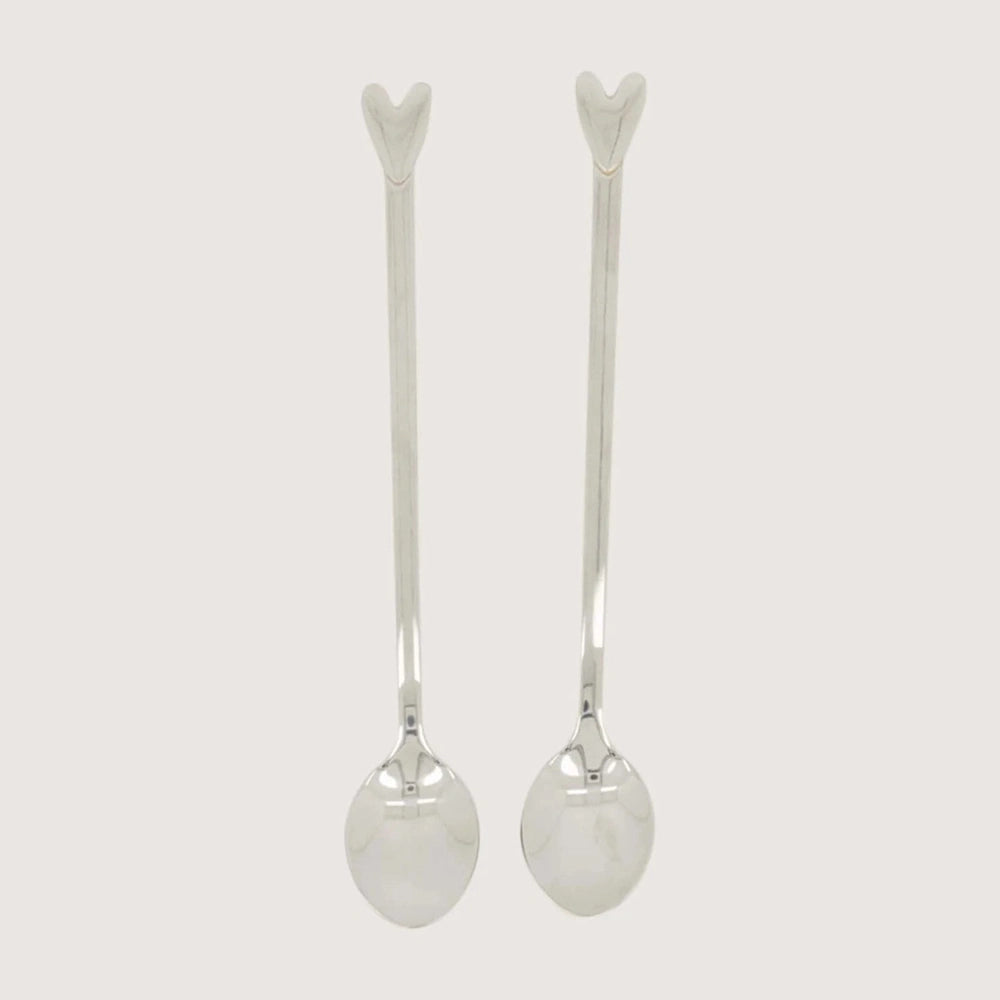 Zusss Set Van 2 Lange Lepels Hartje - Zilver