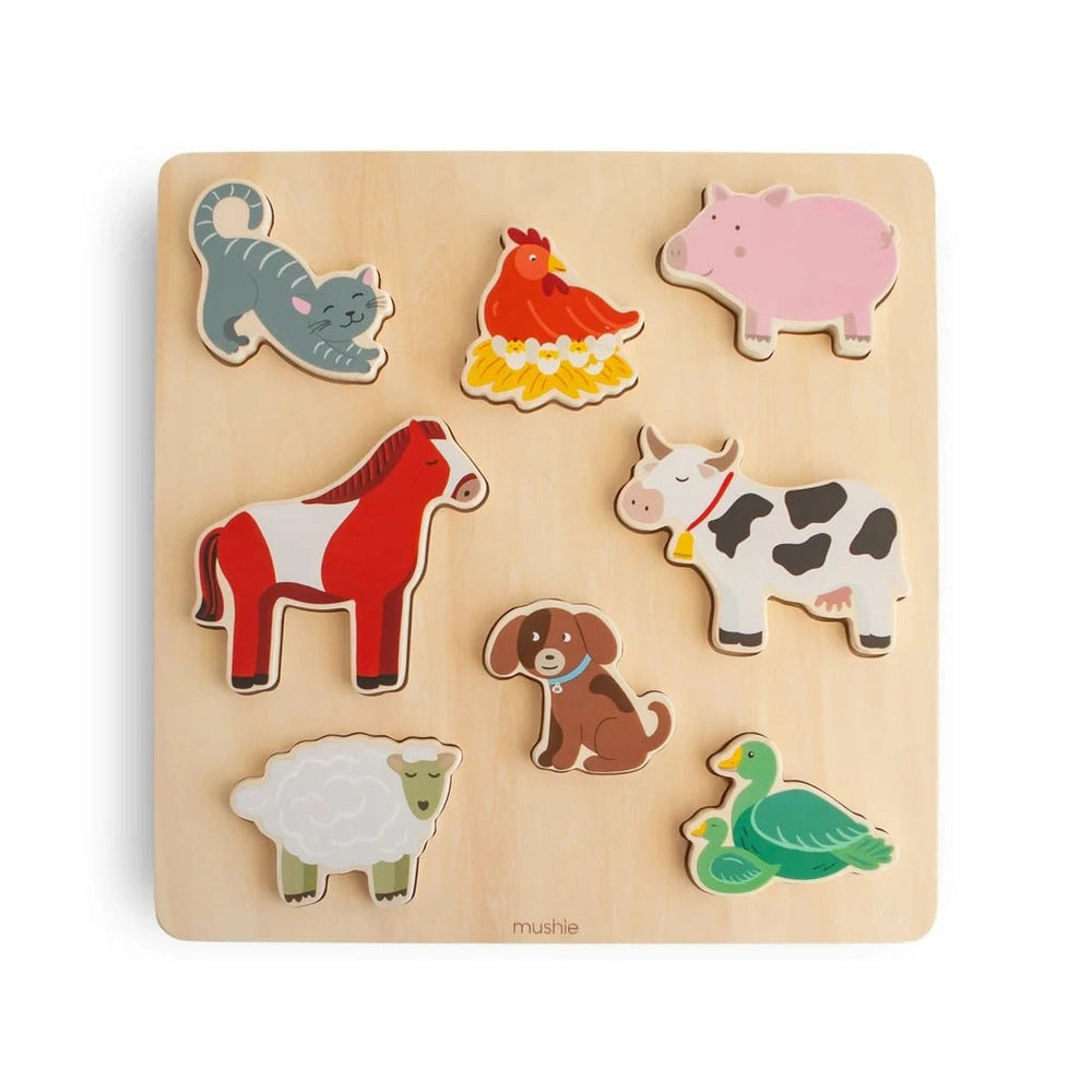 Mushie puzzle en bois Ferme