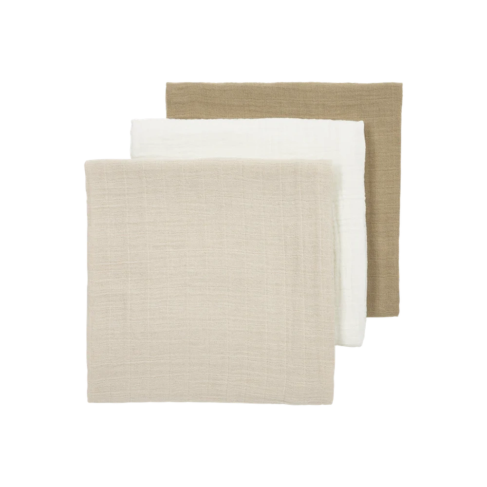 Meyco Hydrofiele Doeken Pre-washed 70x70cm - 3-pack - Offwhite/Soft Sand/Taupe