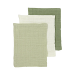 Meyco Hydrofiele Washandje pre-washed 3-pack - Natural/Soft Olive/Olive Green