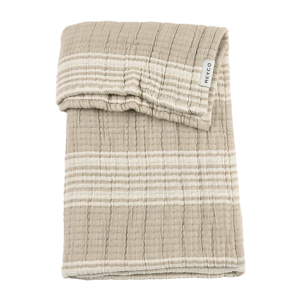 Meyco Couverture jacquard en tissu hydrophile prélavé 75x100cm - Stripe Sand