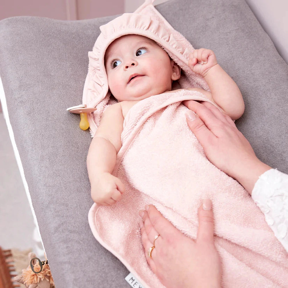 Meyco Cape de bain en éponge Ruffle - Rose poudré