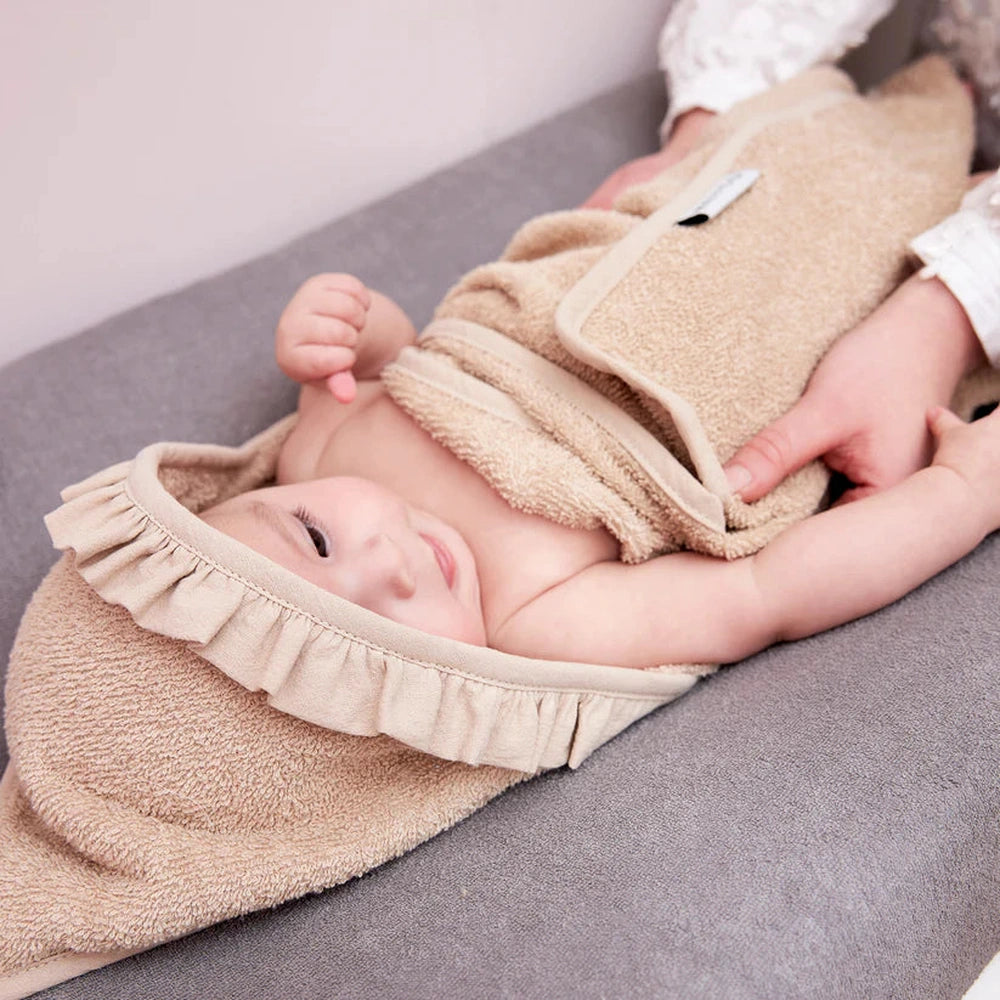 Meyco Cape de bain en éponge Ruffle - Sable