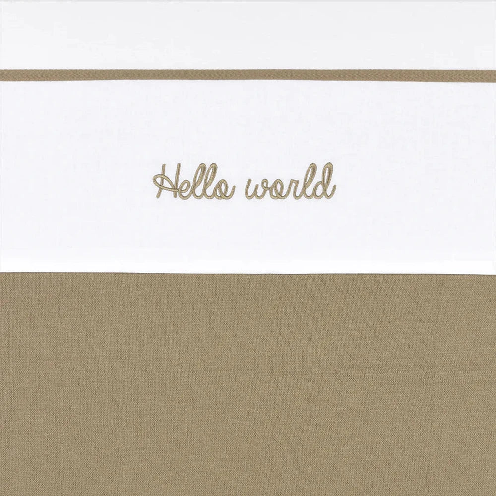 Meyco Laken Borduur - Hello world 75x100cm - Taupe