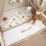 Meyco drap brodé - Hello world 75x100cm - Taupe