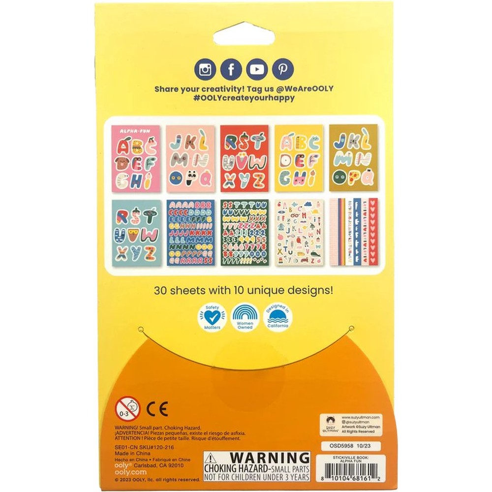 Ooly - Stickiville Stickers X Suzy: A Whole Lotta Sticker Book - Alphabet - 30 Pagina's Vol Letterstickers! - Geschikt Vanaf 3 Jaar