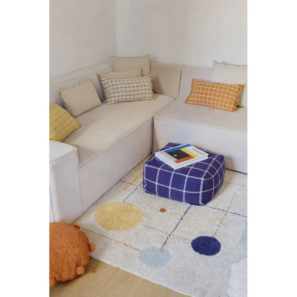 Lorena Canals Pouf Geo Block bleu marine