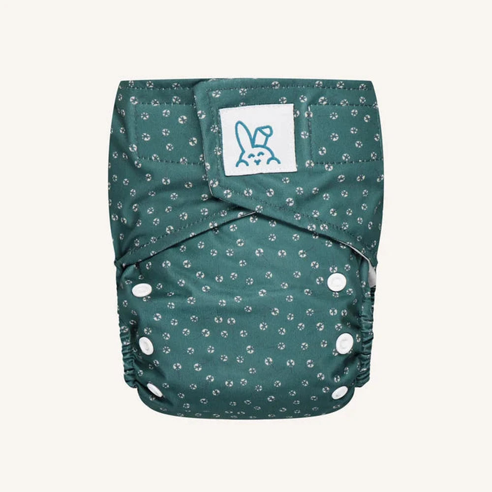 Bumbuns Easy Herbruikbare Luier met klittenband - Groen met print