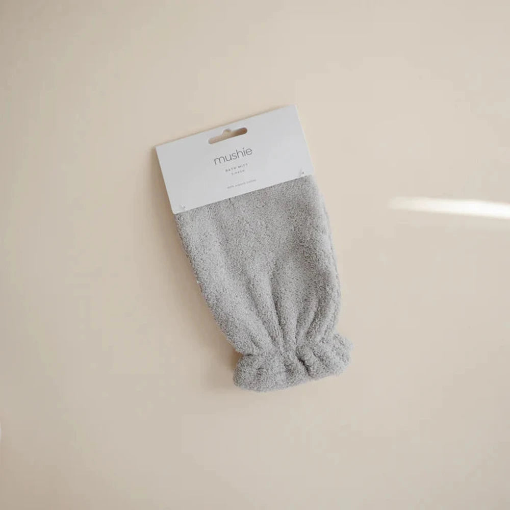 Mushie Gant de toilette en coton bio - gris