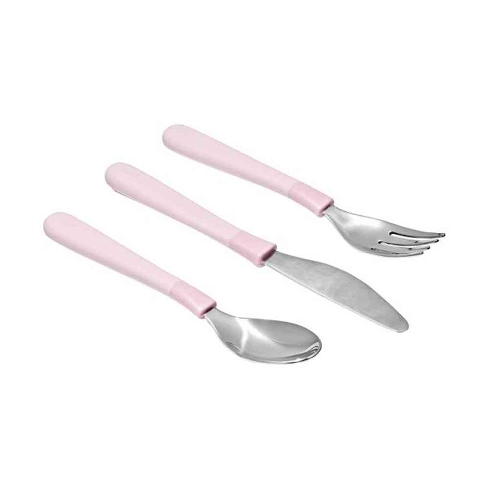 Oxo Tot Couverts fourchette, cuillère et couteau en acier inoxydable - rose