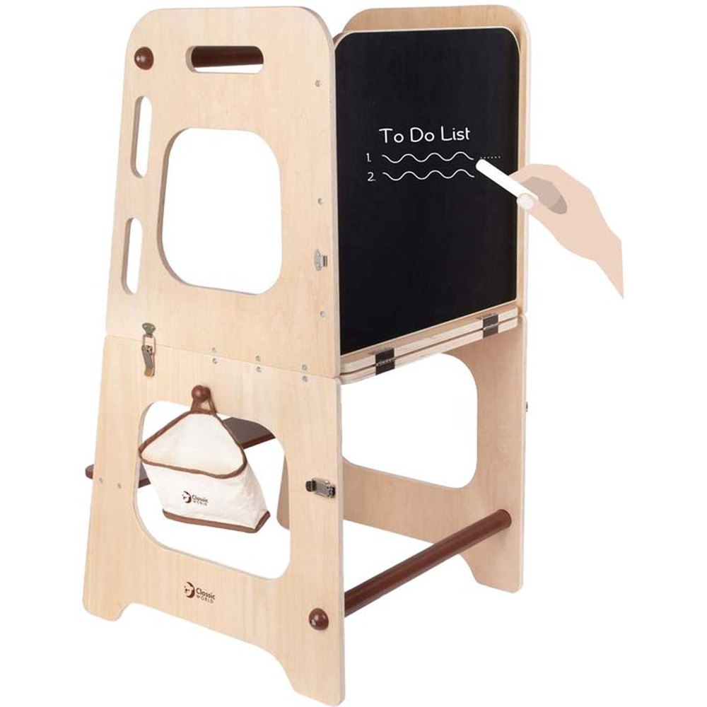 Tour d'apprentissage et table en bois Classic World - réglable - jouet éducatif 90 cm
