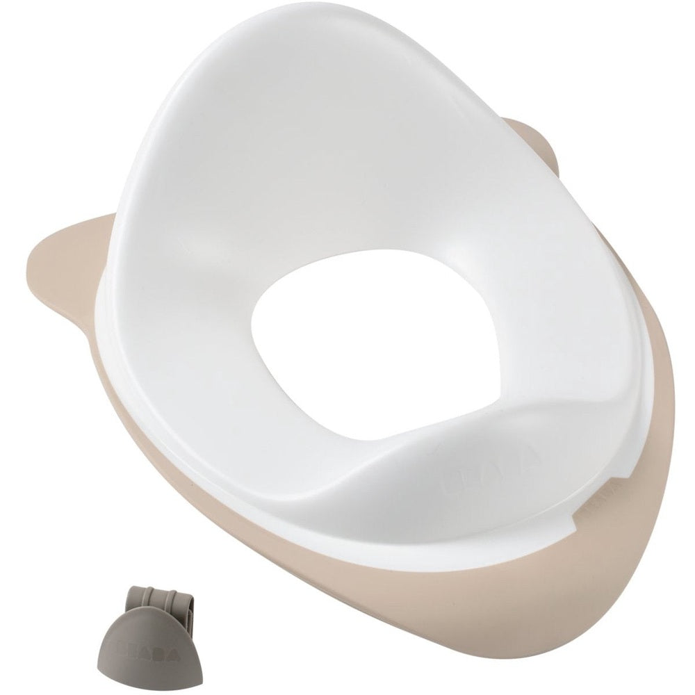Réducteur de WC Béaba - réducteur de toilettes stable avec 3 points de fixation - rebord anti-éclaboussures et crochet de suspension inclus