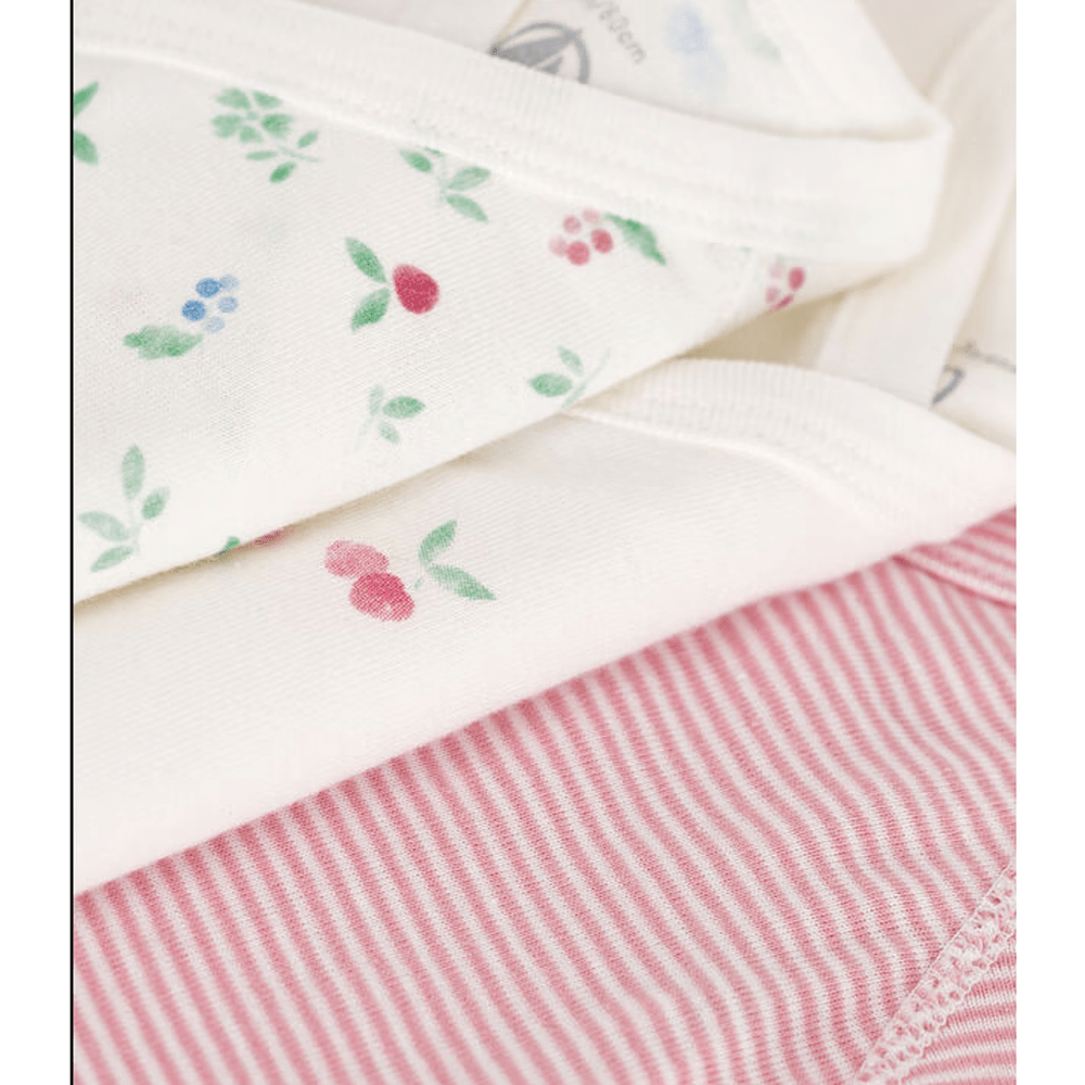 Petit Bateau Set Van 3 Katoenen Rompertjes Met Print En Korte Mouwen Voor Baby's