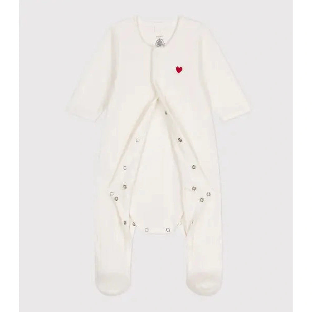 Petit Bateau Uniseks Bodyjama Van Velours - Wit