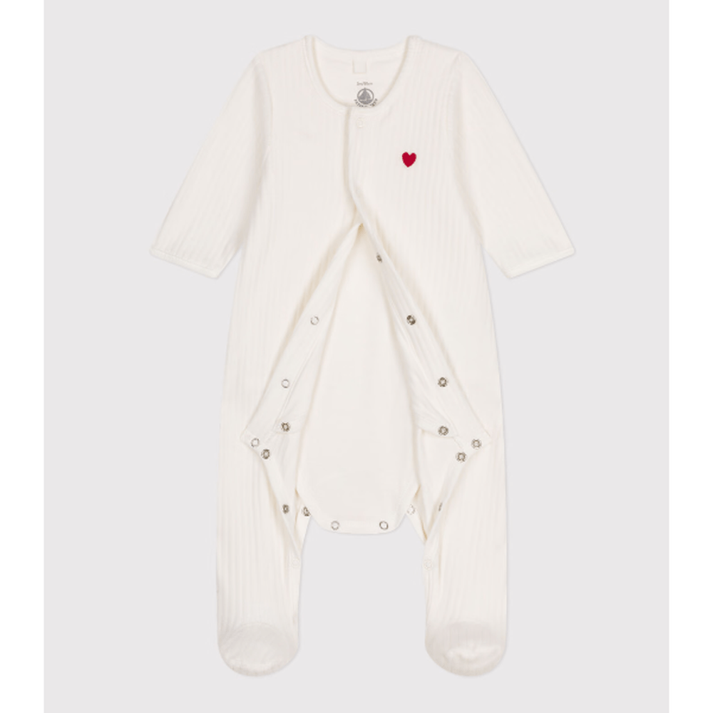Petit Bateau Uniseks Bodyjama Van Velours - Wit