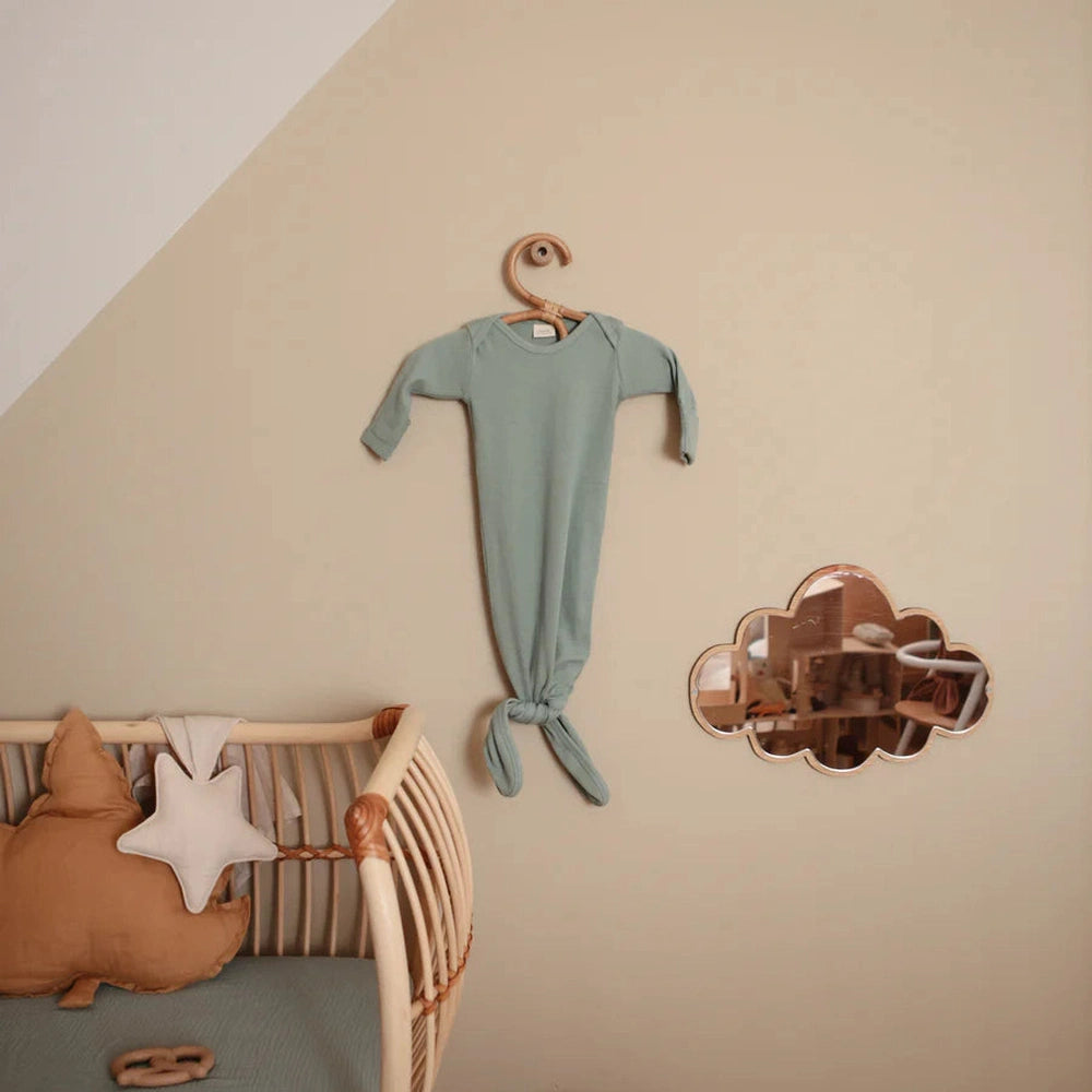 Mushie Ribbed Knotted Baby Gown 0-3 maand - Roman Green