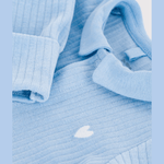 Petit Bateau Fluwelen babypyjama met effen kraag - Blauw