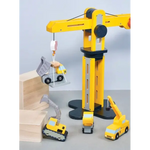 Mentari Set de jeu grue avec 2 véhicules de chantier en bois