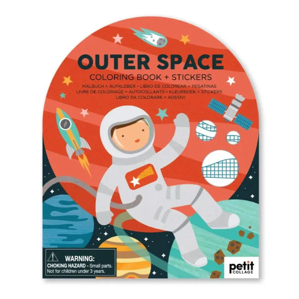 Petit Collage Livre de coloriage avec autocollants - Espace