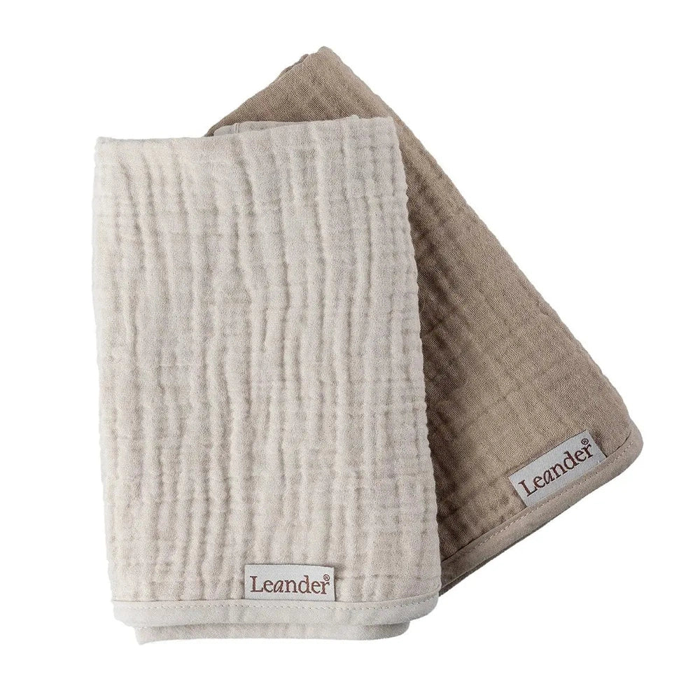 Leander lange en mousseline biologique, lot de 2 - Cappuccino / Mocca