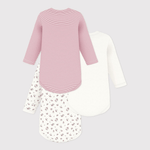 Petit Bateau 3 bodies à col américain à manches longues - Multicolore