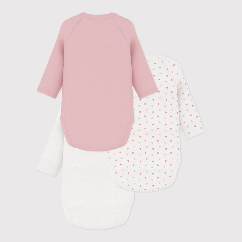 Petit Bateau 3 bodies naissance à manches longues - Multicolore