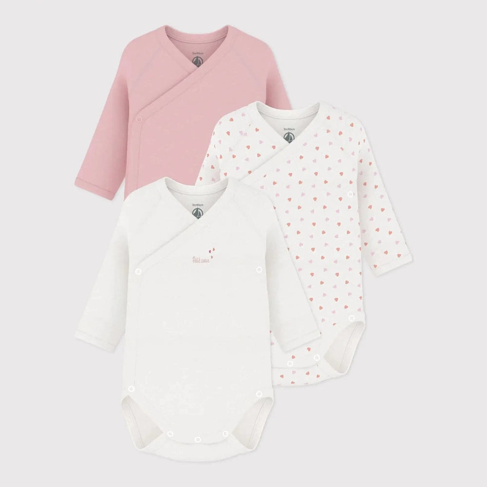 Petit Bateau 3 bodies naissance à manches longues - multicolore