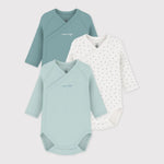 Petit Bateau 3 bodies naissance à manches longues - multicolore