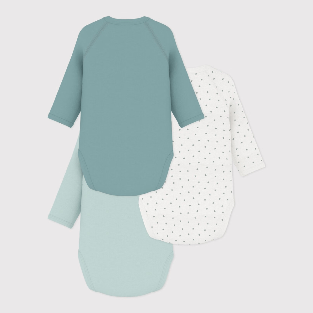 Petit Bateau lot de 3 bodies naissance à manches longues - Multicolore
