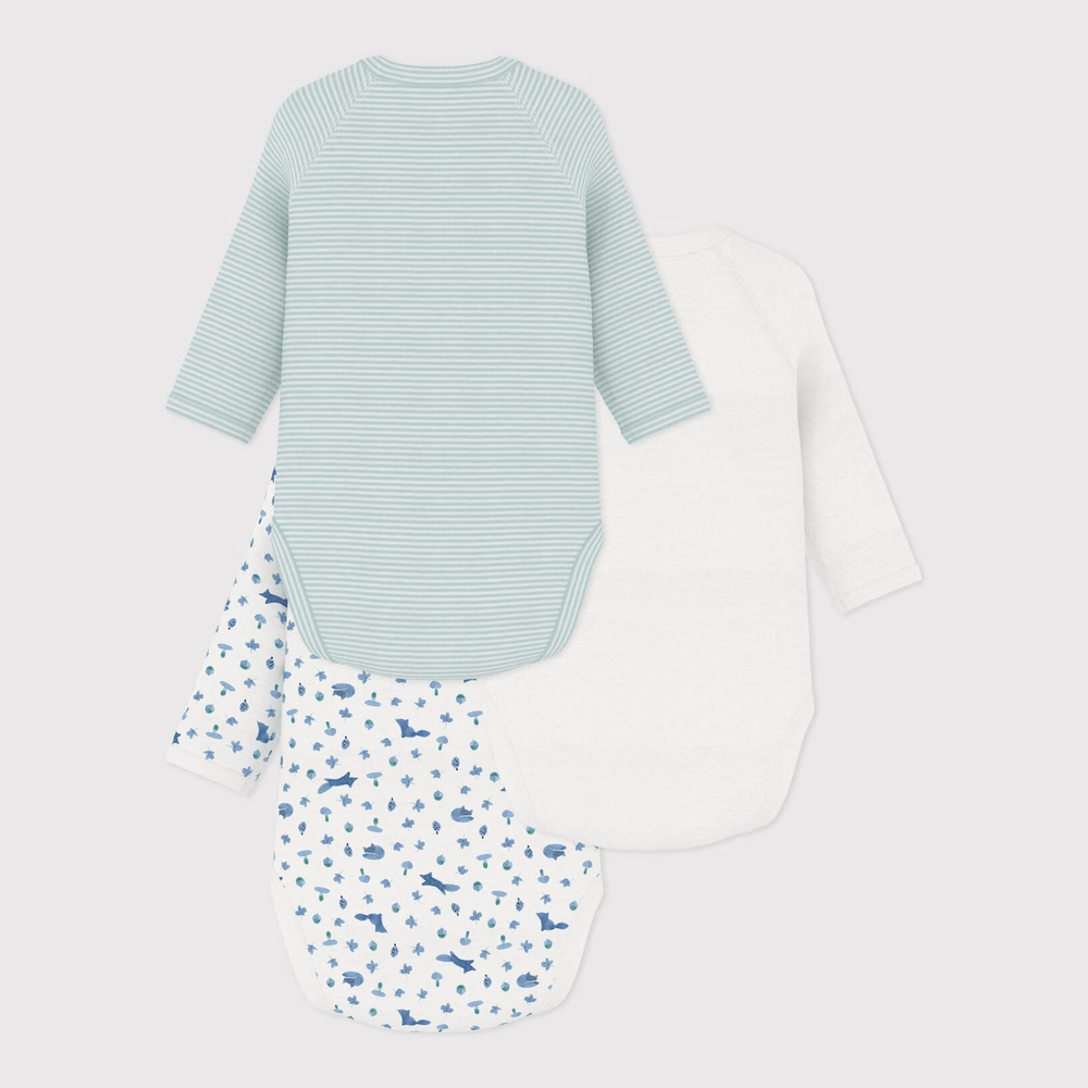 Petit Bateau 3 bodies naissance à manches longues - Multicolor