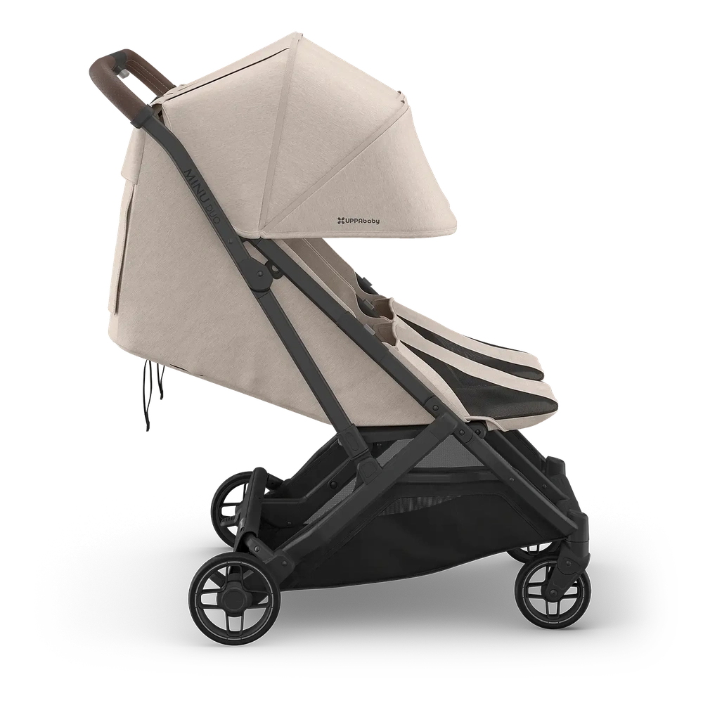 Poussette Uppababy Minu Duo Ada, cadre carbone, sable, avec cuir brun châtaigne, neuve