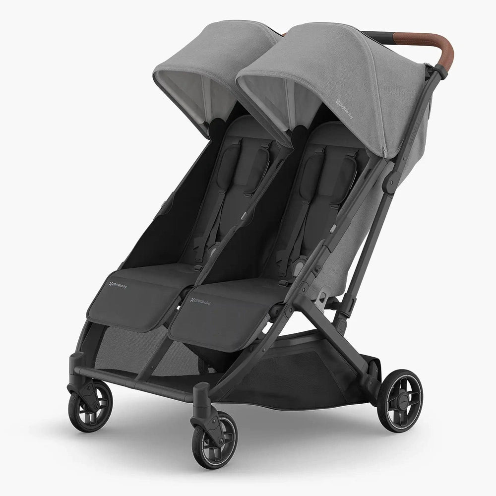 Poussette Uppababy Minu Duo Greyson Charcoal Mélange, châssis carbone avec cuir marron