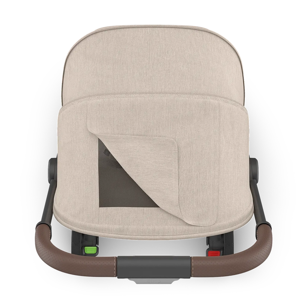Uppababy Minu V3 Compact Stroller Ada Sandstone Carbon Frame Met Kastanje Bruin Leer Nieuw