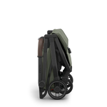 Uppababy Minu V3 Compact Stroller Evelyn Meadow Green Carbon Frame Met Kastanje Bruin Leer