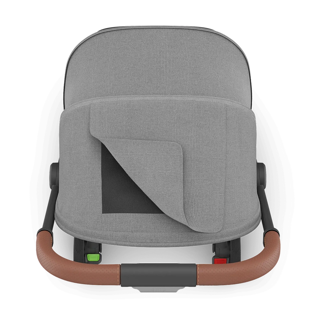 Poussette compacte Uppababy Minu V3 Greyson gris chiné, cadre carbone avec cuir marron