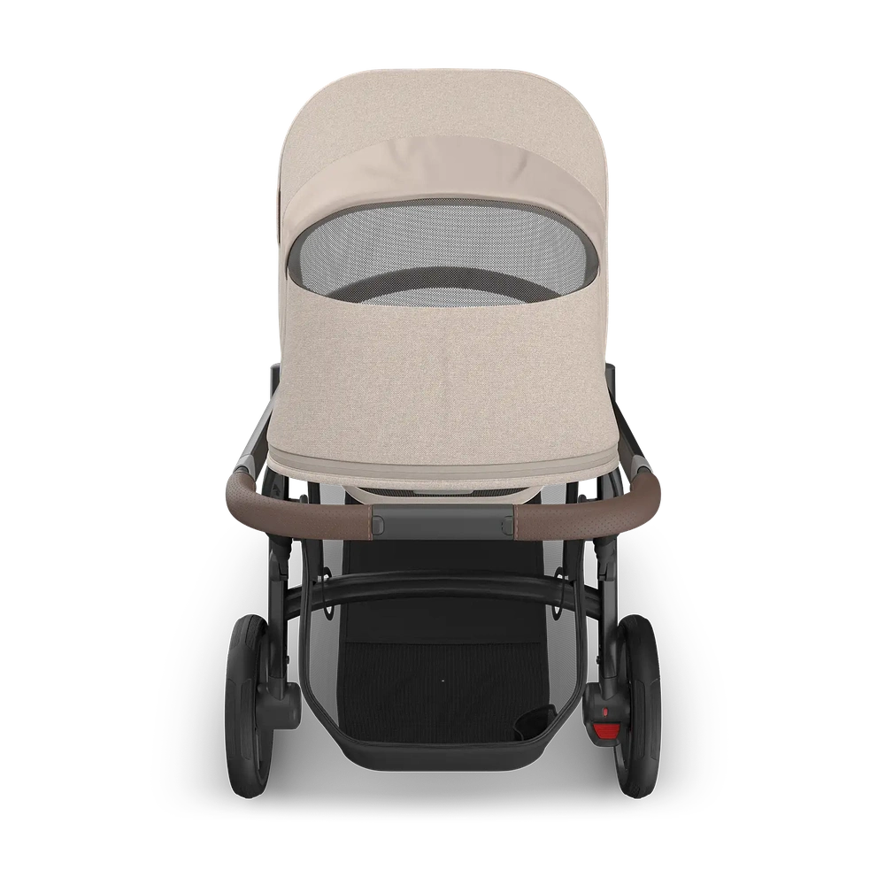 Poussette Uppababy Vista V3 Ada - Sandstone Mélange - châssis carbone avec cuir brun châtaigne, neuf : disponible en juillet 2026