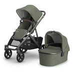 Uppababy Vista V3 Kinderwagen Evelyn - Meadow Green - Graphite Frame Met Kastanje Bruin Leer