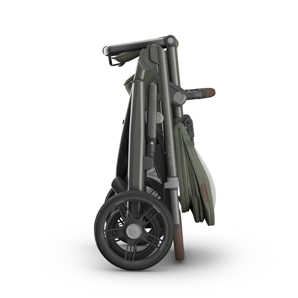 Uppababy Vista V3 Kinderwagen Evelyn - Meadow Green - Graphite Frame Met Kastanje Bruin Leer