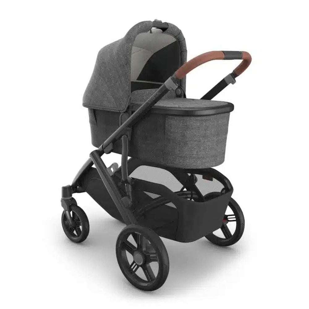 Uppababy Vista V3 Kinderwagen Greyson - Charcoal Mélange - Carbon Frame Met Bruin Leer