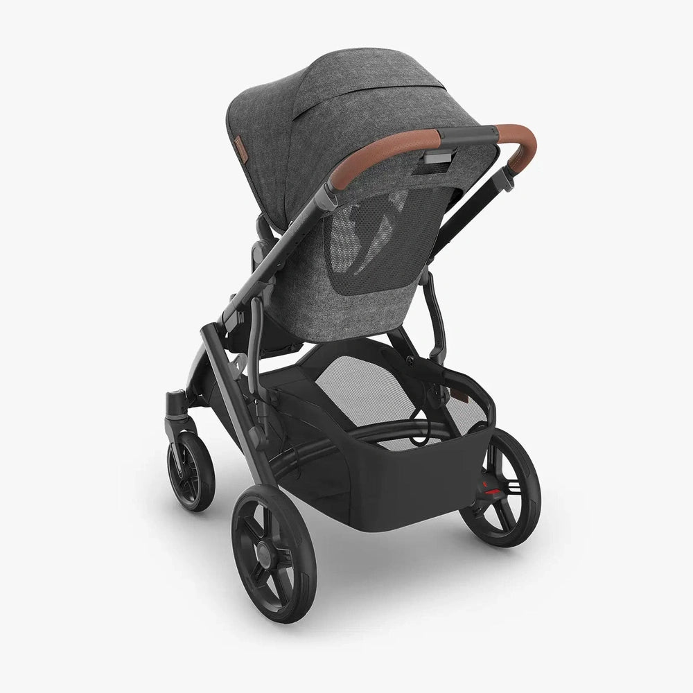 Uppababy Vista V3 Kinderwagen Greyson - Charcoal Mélange - Carbon Frame Met Bruin Leer