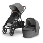 Uppababy Vista V3 Kinderwagen Greyson - Charcoal Mélange - Carbon Frame Met Bruin Leer