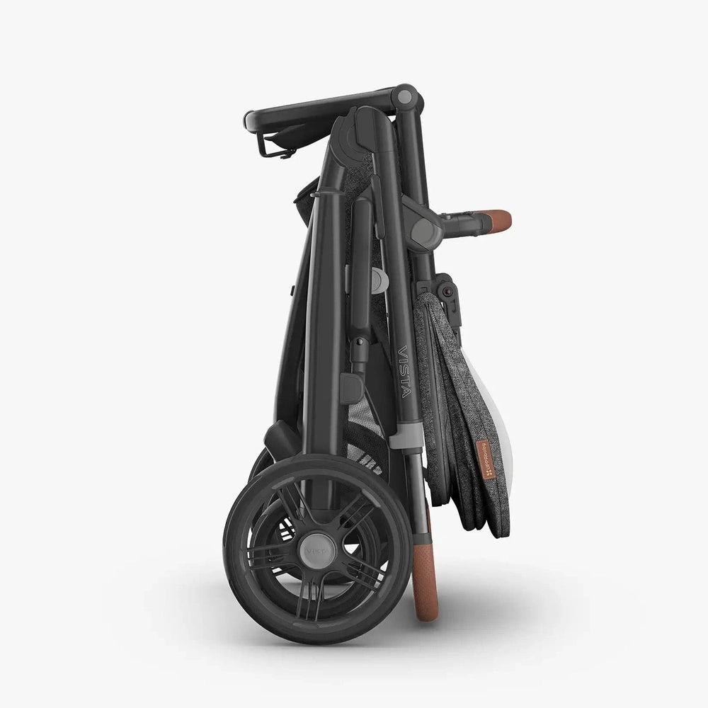 Uppababy Vista V3 Kinderwagen Greyson - Charcoal Mélange - Carbon Frame Met Bruin Leer